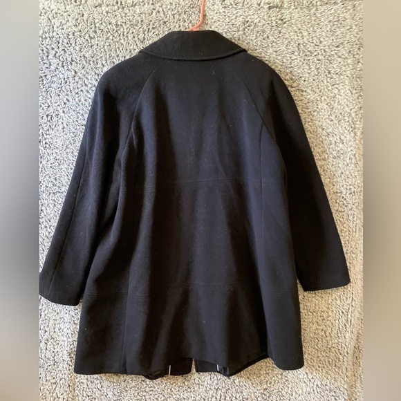 Preston & York Black 100% Wool Single Breasted Button Up Winter Coat Size 16 W - Picture 6 of 10
